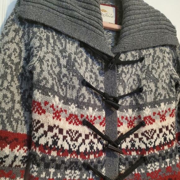 BOB TIMBERLAKE Nordic style sweater coat with pockets Dry cleaned Wool sz.SM - Picture 3 of 9